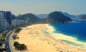 Copacabana Beach in Rio de Janeiro with ocean views